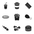 Fast food set icons in black style. Big collection of fast food vector symbol stock illustration Royalty Free Stock Photo