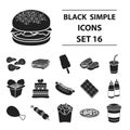 Fast food set icons in black style. Big collection fast food vector symbol stock illustration Royalty Free Stock Photo
