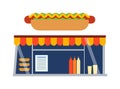 Fast food shop showcase ector illustration.