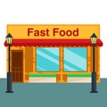 Fast food shop, store front flat style. Vector illustration Royalty Free Stock Photo