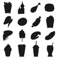 Fast food silhouettes Royalty Free Stock Photo