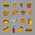 Fast food stickers Royalty Free Stock Photo