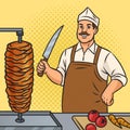 fast food street chef burrito pop art vector