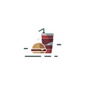 fast food symbol. burger and soda in flat design on white background Royalty Free Stock Photo