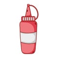 Fast food tomato bottle sauce cartoon isolated icon