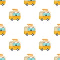 Fast food trailer with loaf pattern seamless vector Royalty Free Stock Photo