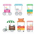 Fast food trolley symbols set