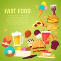 Fast food vector nutrition american hamburger or cheeseburger unhealthy eating concept junk fast-food snacks burger or