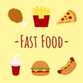 Fast Food Vector with yellow background