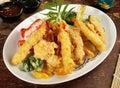 Fast Food - Vegetable Tempura with Soy and Dipping Sauce Royalty Free Stock Photo