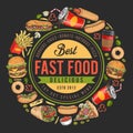 Fast food vintage colorful flyer Royalty Free Stock Photo