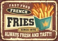 French fries retro restaurant sign menu layout Royalty Free Stock Photo