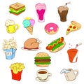 Fast foods icon set Royalty Free Stock Photo