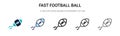 Fast football ball icon in filled, thin line, outline and stroke style. Vector illustration of two colored and black fast football Royalty Free Stock Photo