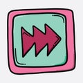 Fast forward color vector icon. Drawing sketch illustration hand drawn line eps10 Royalty Free Stock Photo