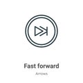 Fast forward outline vector icon. Thin line black fast forward icon, flat vector simple element illustration from editable arrows Royalty Free Stock Photo