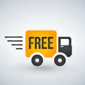 Fast and free shipping delivery truck flat icon for apps and websites. Royalty Free Stock Photo