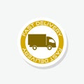 Fast and free shipping delivery truck sticker icon Royalty Free Stock Photo