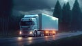 Fast Freight: Truck Transportation on the Highway - Generative AI Royalty Free Stock Photo