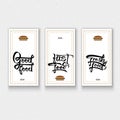 Fast, Fresh, Good food - labels, stickers, hand lettering, was written with the help of calligraphy skills and collected