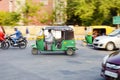 Speeding tuc tuc rickshaw car, India