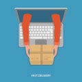 Fast goods delivery vector illustration. Royalty Free Stock Photo