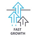 Fast growth thin line icon, sign, symbol, illustation, linear concept, vector