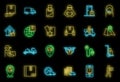 Fast home delivery icons set vector neon Royalty Free Stock Photo