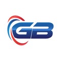 Initial letter GB logo swoosh red and blue Royalty Free Stock Photo