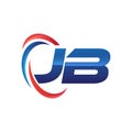 Initial letter JB logo swoosh red and blue Royalty Free Stock Photo