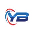 Initial letter YB logo swoosh red and blue Royalty Free Stock Photo