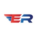 Fast initial letter ER logo vector wing