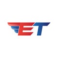 Fast initial letter ET logo vector wing