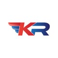 Fast initial letter KR logo vector wing