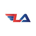Fast initial letter LA logo vector wing