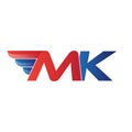 Fast initial letter MK logo vector wing