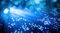 Blue Light Fiber Optic Cables Creating Network Connections and Data Transmission Royalty Free Stock Photo