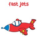 Fast jet transportation cartoon for kids Royalty Free Stock Photo