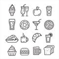 Fast junk food icons set