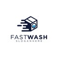 Fast Laundry Dry Cleaners logo design vector illustration. template emblem badge. washing machine logo design with fast clothes