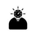 Black solid icon for Fast learner, astute and keen