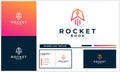 Fast learning with book and rocket icon logo concept with business card template