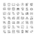 Fast learning linear icons, signs, symbols vector line illustration set