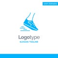 Fast, Leg, Run, Runner, Running Blue Solid Logo Template. Place for Tagline