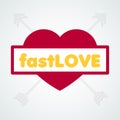Fast love logo. Heart shape and arrows. Vector illustration, flat design Royalty Free Stock Photo