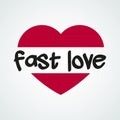 Fast love logo. Heart shape. Vector illustration, flat design Royalty Free Stock Photo
