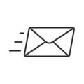 Fast mail icon in line design. Fast, mail, delivery, postal, service, courier, envelope on white background vector. Fast