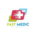 Fast medical cross hospital pharmacy logo template design for brand or company and other