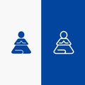 Fast, Meditation, Training, Yoga Line and Glyph Solid icon Blue banner Line and Glyph Solid icon Blue banner
