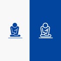 Fast, Meditation, Training, Yoga Line and Glyph Solid icon Blue banner Line and Glyph Solid icon Blue banner